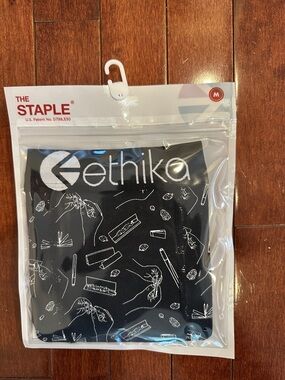 ethika Black Boxer Briefs with White Graphic Print